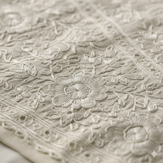 Ivory Handcrafted Chikankari Cotton Suit Set