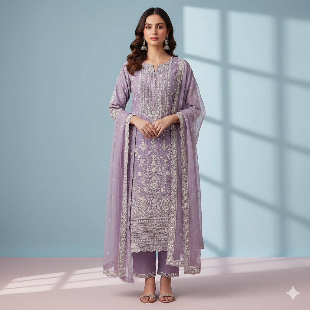 Lavender Premium Handcrafted Suit Set